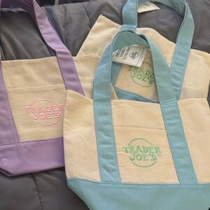 Canvas Tote Bag - Light Blue and Lavender Accent Options
